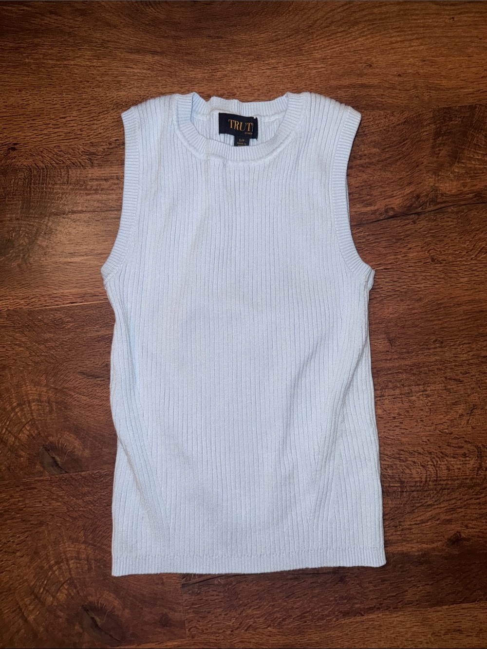 Sleeveless Rib Knit Top in Light Blue